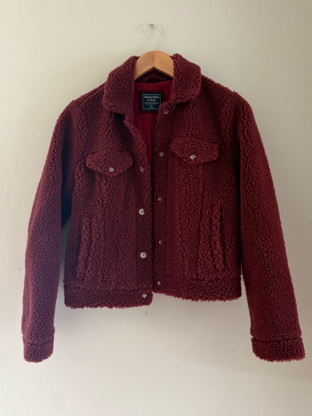 Abercrombie & Fitch Deep Wine Sherpa Trucker Jacket